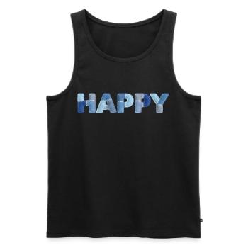 HAPPY Denim Patchwork neuer Trend - Männer Premium Bio Tank Top - Schwarz - Vorne - AI Model Male 178 light (178cm)