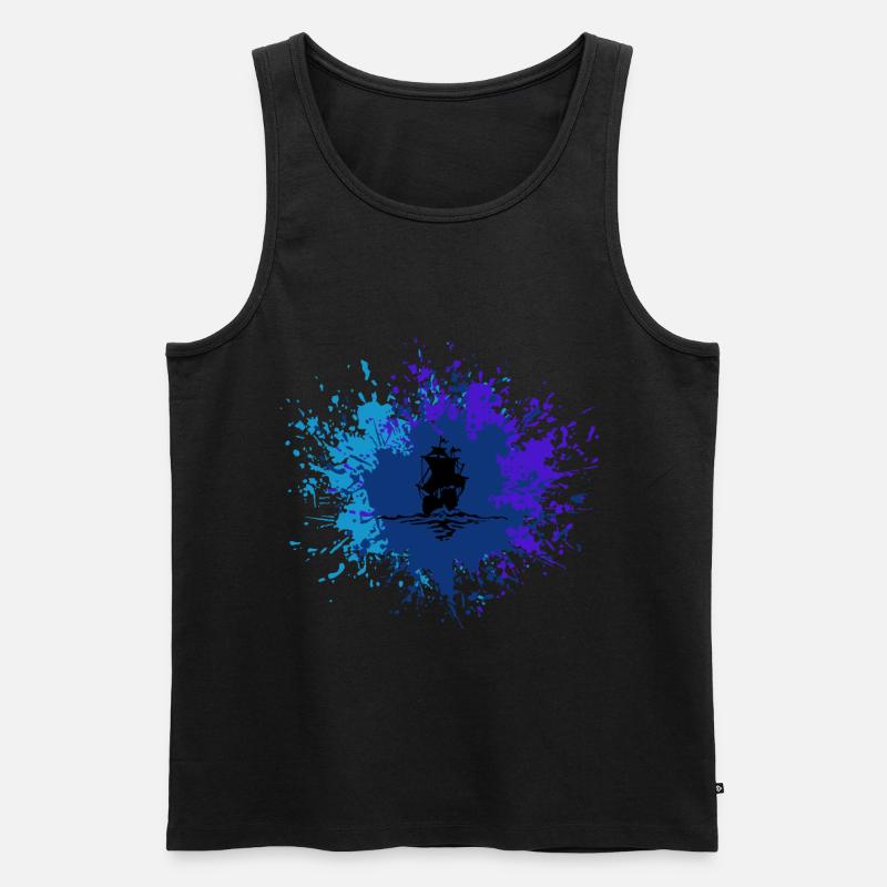 Blaue See Schiff Segelboot - Männer Premium Bio Tank Top - Schwarz