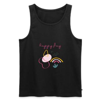 Happy day - Men's Premium Organic Tank Top - black - Front - AI Model Male 178 light (178cm)