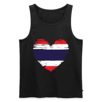 Manteau de bannière drapeau coeur Thaïlande - Débardeur bio Premium Homme - noir - Devant - AI Model Male 178 light (178cm)