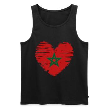 Manteau drapeau drapeau coeur Maroc - Débardeur bio Premium Homme - noir - Devant - AI Model Male 178 light (178cm)