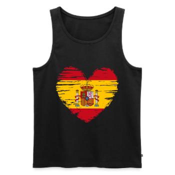 Espagne coeur drapeau drapeau blason - Débardeur bio Premium Homme - noir - Devant - AI Model Male 178 light (178cm)