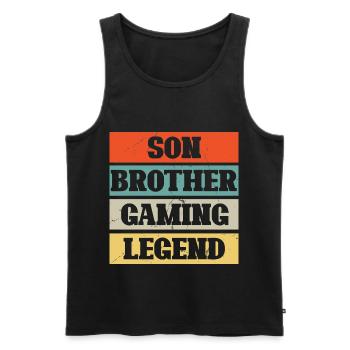 Jeu cadeau - Jeu fils de frère Jeux De Jeu - Débardeur bio Premium Homme - noir - Devant - Michal (187cm)