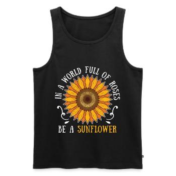 sunflower - Men's Premium Organic Tank Top - black - Front - AI Model Male 178 light (178cm)