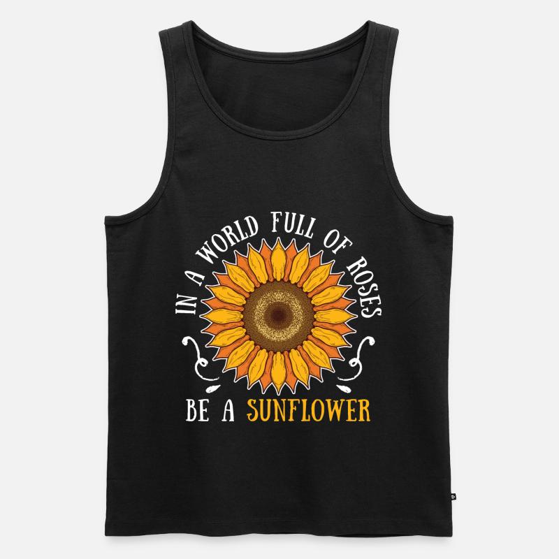 Sonnenblume - Männer Premium Bio Tank Top - Schwarz