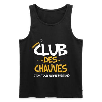 Club des chauves Citation humour homme chauve - Débardeur bio Premium Homme - noir - Devant - Michal (187cm)