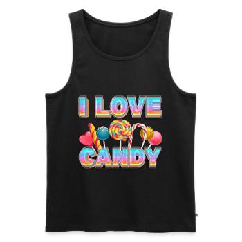 I Love Candy Süßigkeiten Süßigkeit Lolli Lutscher - Männer Premium Bio Tank Top - Schwarz - Vorne - AI Model Male 178 light (178cm)