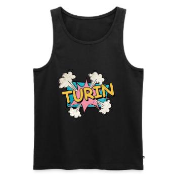 Turin Turin Turin Italie City Font Pop Art Comic - Débardeur bio Premium Homme - noir - Devant - Michal (187cm)