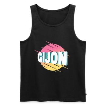 Gijon Spanien Stadt Schrift Vintage Retro - Männer Premium Bio Tank Top - Schwarz - Vorne - Michal (187cm)
