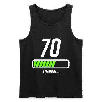 Faisceau de chargement du 70e anniversaire - Débardeur bio Premium Homme - noir - Devant - AI Model Male 178 light (178cm)
