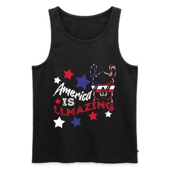 USA Funny Llama American Flag July 4 - Men's Premium Organic Tank Top - black - Front - Michal (187cm)