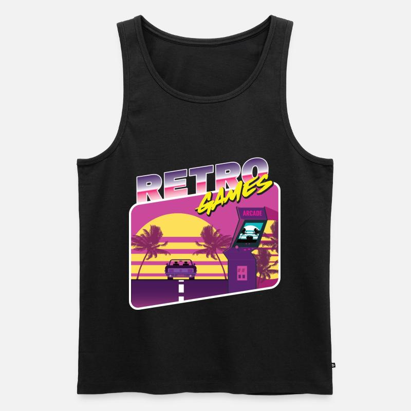 Retro Games - Männer Premium Bio Tank Top - Schwarz