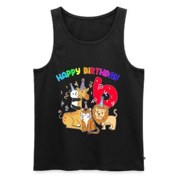 6 Anniversaire 6 Ans Enfant Animaux Cadeau - Débardeur bio Premium Homme - noir - Devant - Michal (187cm)