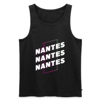 Nantes France City Font Skyline Accueil - Débardeur bio Premium Homme - noir - Devant - AI Model Male 178 light (178cm)