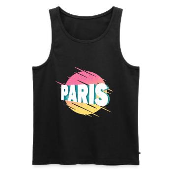 Paris France City Font Vintage Rétro - Débardeur bio Premium Homme - noir - Devant - AI Model Male 178 light (178cm)