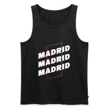 Madrid Espagne City Font Skyline Accueil - Débardeur bio Premium Homme - noir - Devant - AI Model Male 178 light (178cm)