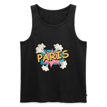 Paris France City Font Pop Art Comic - Men's Premium Organic Tank Top - black - Front - AI Model Male 178 light (178cm)