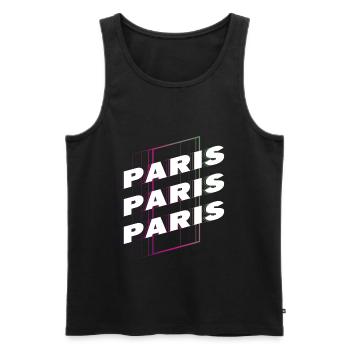 Paris France City Font Skyline Accueil - Débardeur bio Premium Homme - noir - Devant - AI Model Male 178 light (178cm)