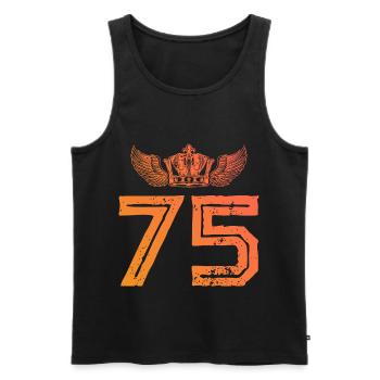 75 Zahl Krone - Männer Premium Bio Tank Top - Schwarz - Vorne - Michal (187cm)