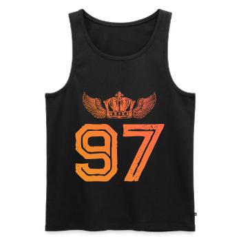 97 Couronne numérique - Débardeur bio Premium Homme - noir - Devant - AI Model Male 178 light (178cm)