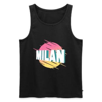 Mailand Milan Italien Stadt Schrift Vintage Retro - Männer Premium Bio Tank Top - Schwarz - Vorne - Michal (187cm)