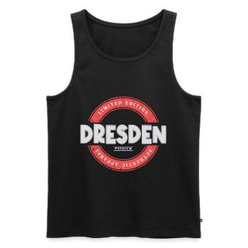 Dresde Allemagne Ville Skyline Accueil Amour - Débardeur bio Premium Homme - noir - Devant - AI Model Male 178 light (178cm)
