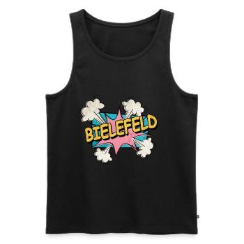 Bielefeld Germany City Font Pop Art Comic - Men's Premium Organic Tank Top - black - Front - AI Model Male 178 light (178cm)