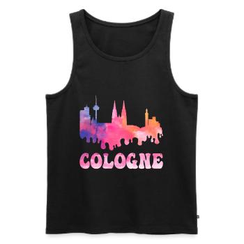 Köln Cologne Deutschland Stadt Skyline Splash Bunt - Männer Premium Bio Tank Top - Schwarz - Vorne - Michal (187cm)