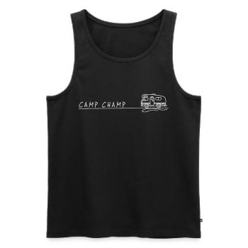 wohnmobil camp champ spruch camping - Männer Premium Bio Tank Top - Schwarz - Vorne - AI Model Male 178 light (178cm)