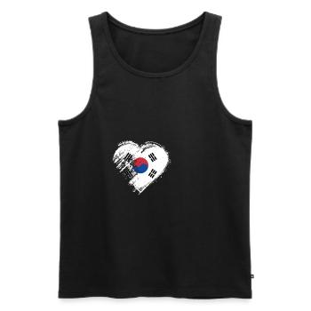 Grungy ich liebe Südkorea-Herz-Flagge - Männer Premium Bio Tank Top - Schwarz - Vorne - AI Model Male 178 light (178cm)