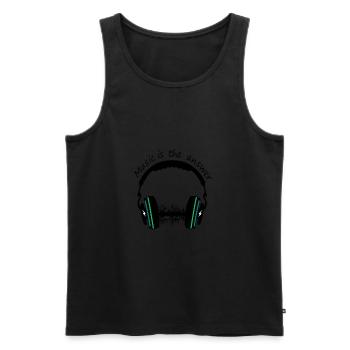 La musique est la réponse - Débardeur bio Premium Homme - noir - Devant - Michal (187cm)