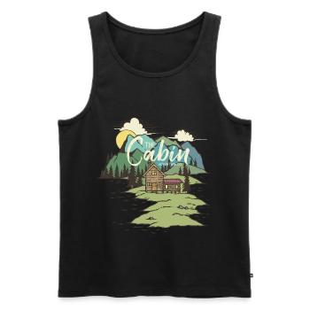 The hut on the lake - Men's Premium Organic Tank Top - black - Front - AI Model Male 178 light (178cm)