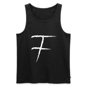 F Fiona Flo Florian Felix lettre cool - Débardeur bio Premium Homme - noir - Devant - AI Model Male 178 light (178cm)