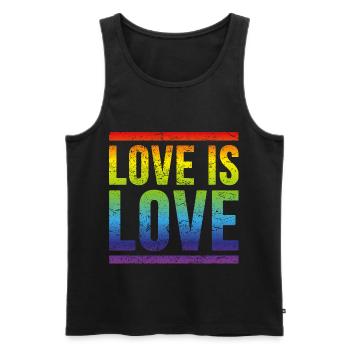 Liebe ist Liebe LBGT Homo Gay Pride Regenbogen - Männer Premium Bio Tank Top - Schwarz - Vorne - Michal (187cm)
