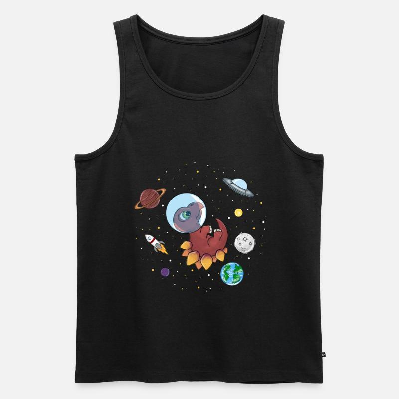 Dinosaurier im Weltall - Männer Premium Bio Tank Top - Schwarz