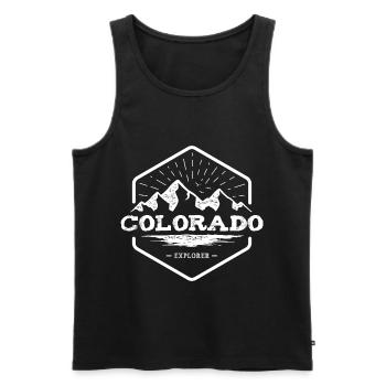 Colorado Explorer - Männer Premium Bio Tank Top - Schwarz - Vorne - AI Model Male 178 light (178cm)