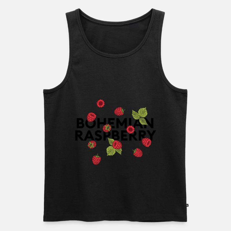 „bohemian raspberry“ Statement mit Himbeeren - Männer Premium Bio Tank Top - Schwarz