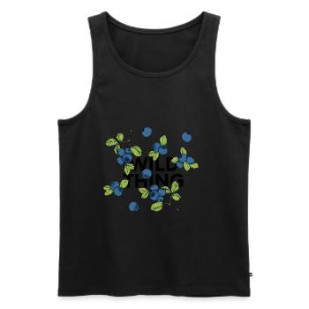 „wild thing“ Statement: Collage mit Blaubeeren - Männer Premium Bio Tank Top - Schwarz - Vorne - AI Model Male 178 light (178cm)