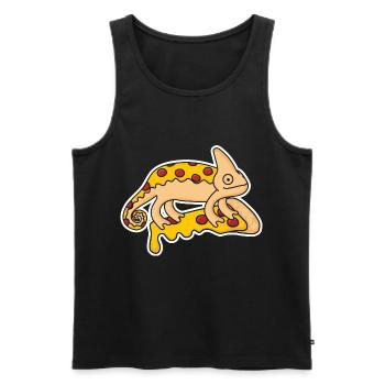 Chamäleon Pizza Design - Männer Premium Bio Tank Top - Schwarz - Vorne - AI Model Male 178 light (178cm)