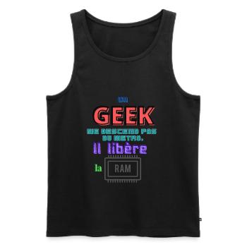 Un Geek (Metro/RAM) - Débardeur bio Premium Homme - noir - Devant - AI Model Male 178 light (178cm)