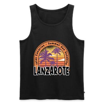Lanzarote Sommer Sonne Strand Meer Palmen - Männer Premium Bio Tank Top - Schwarz - Vorne - AI Model Male 178 light (178cm)