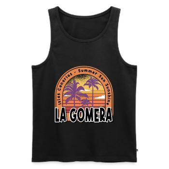 La Gomera Sommer Sonne Strand Meer Palmen - Männer Premium Bio Tank Top - Schwarz - Vorne - AI Model Male 178 light (178cm)