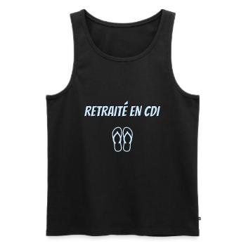 RETRAITE EN CDI - Débardeur bio Premium Homme - noir - Devant - AI Model Male 178 light (178cm)