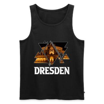 Dresde Allemagne Ville Skyline Accueil Amour - Débardeur bio Premium Homme - noir - Devant - AI Model Male 178 light (178cm)