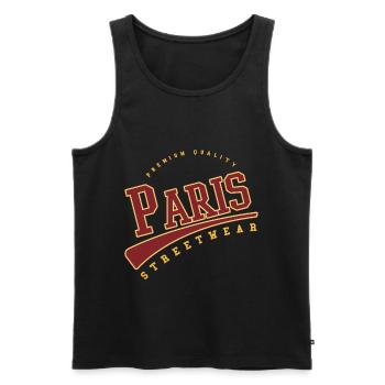Paris France College High School Style - Men's Premium Organic Tank Top - black - Front - AI Model Male 178 light (178cm)