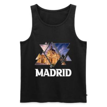 Madrid Espagne Ville Skyline Accueil Amour Vacances - Débardeur bio Premium Homme - noir - Devant - Michal (187cm)