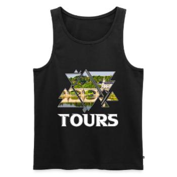 Tours France City Skyline Accueil Amour - Débardeur bio Premium Homme - noir - Devant - AI Model Male 178 light (178cm)