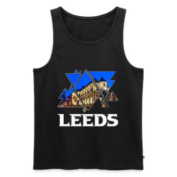 Leeds Angleterre UK City Skyline Accueil Amour - Débardeur bio Premium Homme - noir - Devant - AI Model Male 178 light (178cm)