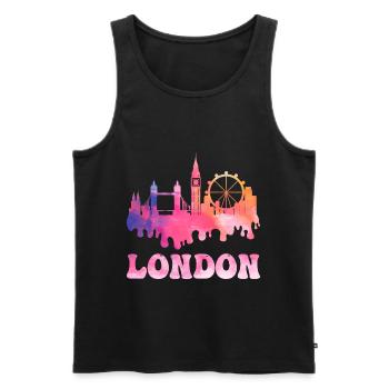 London England UK Stadt Skyline Splash Bunt - Männer Premium Bio Tank Top - Schwarz - Vorne - Michal (187cm)