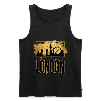 Londres Angleterre UK City Skyline Home Love Gold - Débardeur bio Premium Homme - noir - Devant - Michal (187cm)